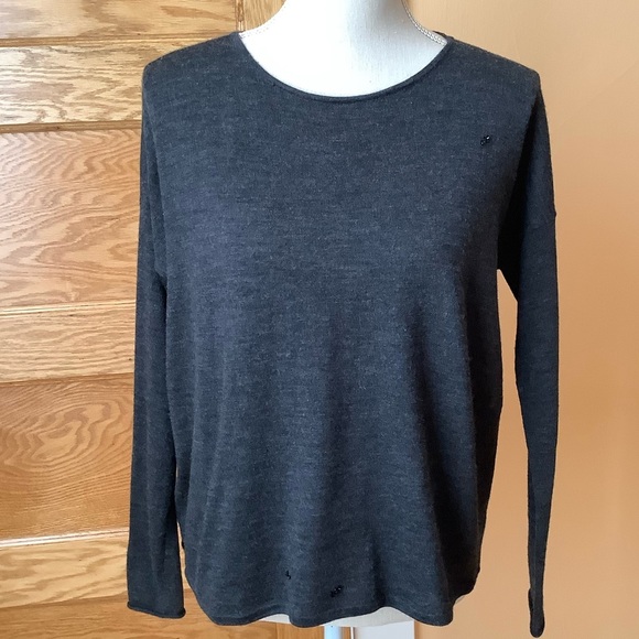 EILEEN FISHER Charcoal Fine Merino Jersey Keyhole Back Box Sweater Size XS - Picture 3 of 14